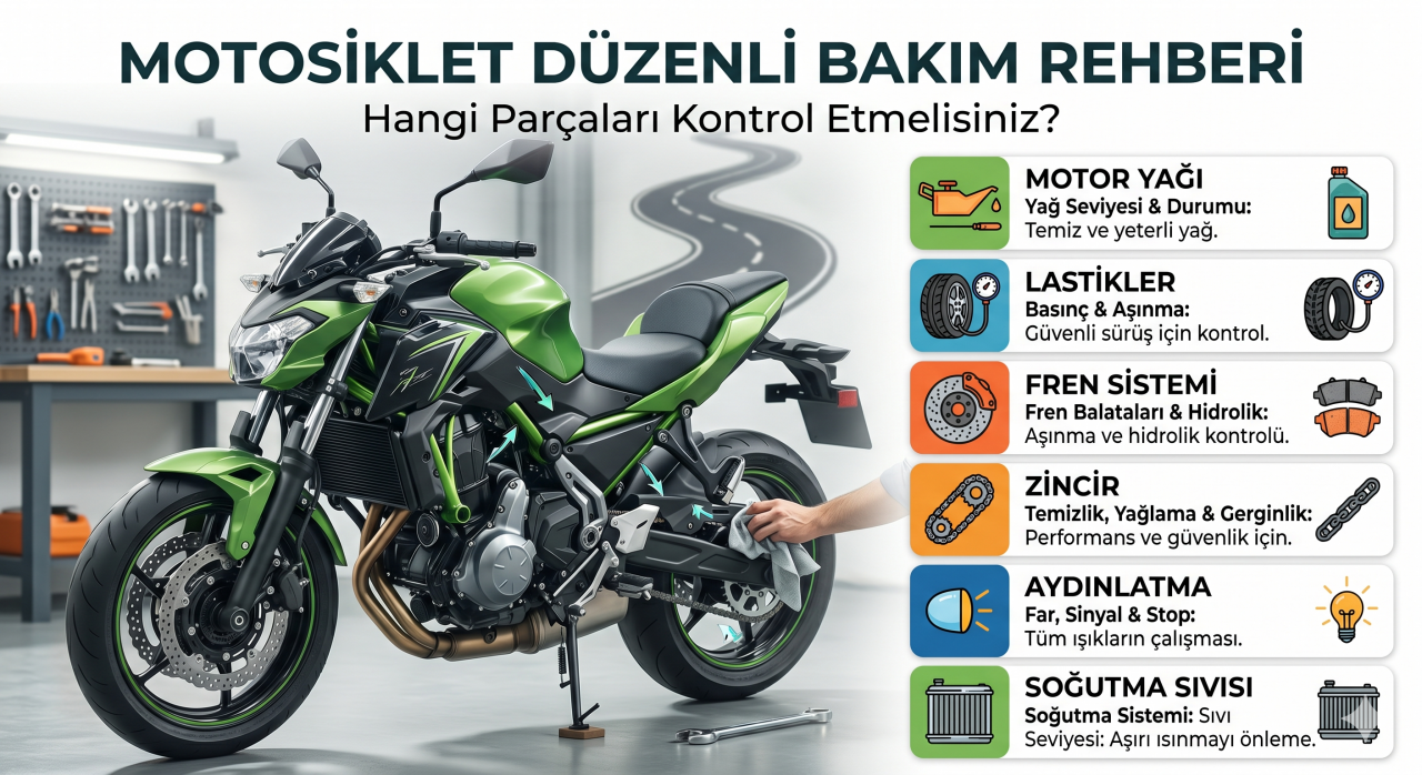 Motosiklet Bakımında Hangi Parçalar Düzenli Kontrol Edilmeli?