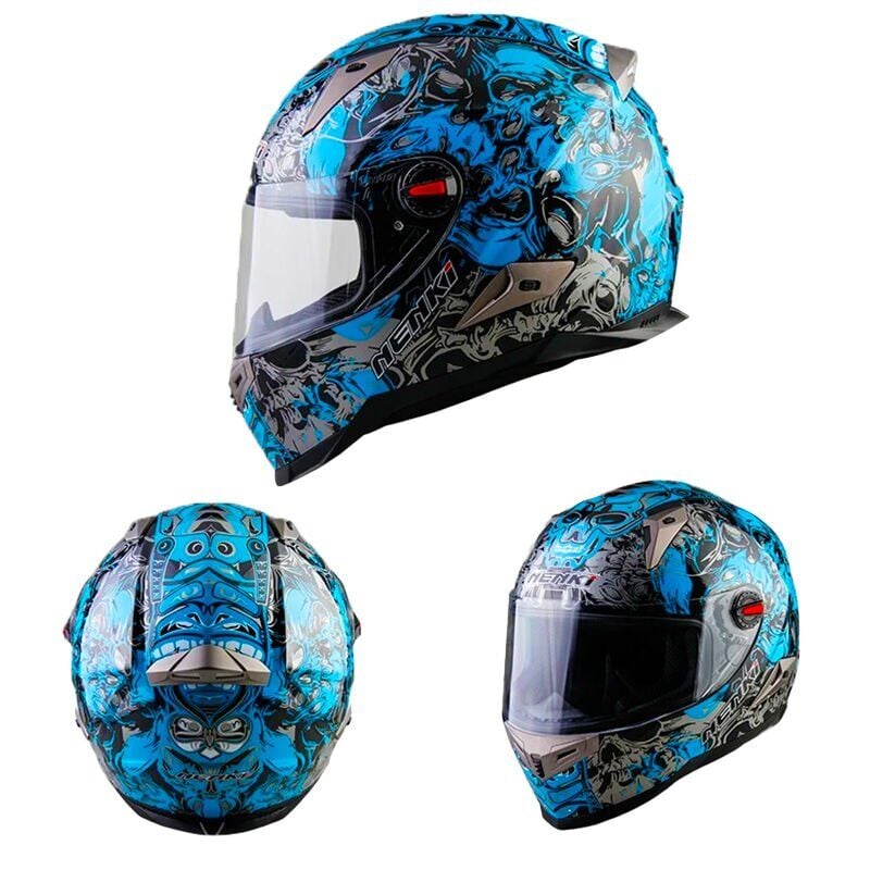 Nenki Full Face Boğazlı Kask Desenli Mavi