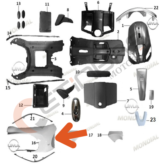 Mondial Wing 50 İskelet Alt Koruma Turkuaz