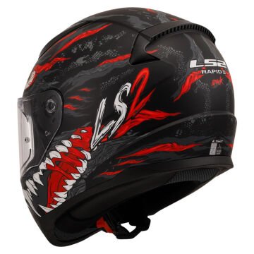 LS2 Rapid 2 Kaiju Motosiklet Kaskı Mat Siyah Kırmızı XXL
