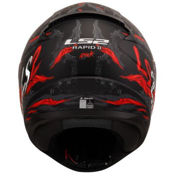 LS2 Rapid 2 Kaiju Motosiklet Kaskı Mat Siyah Kırmızı XXL