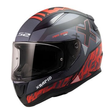 LS2 Rapid 2 Xtreet Mat Siyah Kırmızı Kask XL