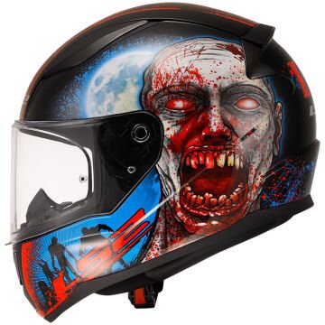 LS2 Rapid 2 Zombie Motosiklet Kaskı Siyah Kırmızı 3XL