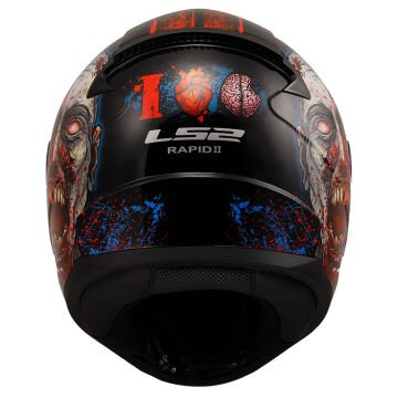 LS2 Rapid 2 Zombie Motosiklet Kaskı Siyah Kırmızı 3XL