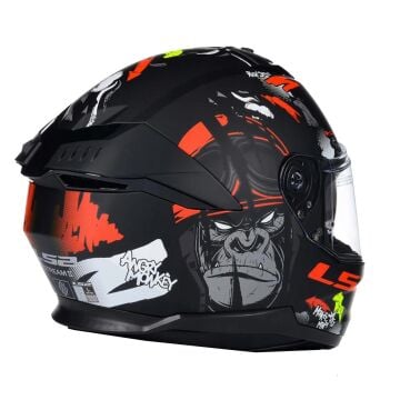 LS2 Stream 2 Angry Monkey Motosiklet Kaskı Mat Siyah Kırmızı L