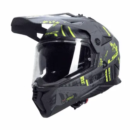 LS2 Pioneer 2 Crazy Enduro Kask Mat Siyah Sarı