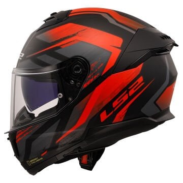 LS2 Stream 2 Fury Mat Siyah Gri Kırmızı Kask S