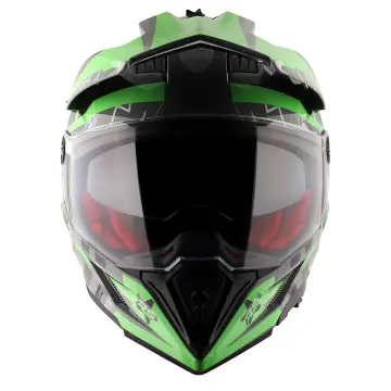 Axor X-Cross Flash Çift Vizörlü Enduro Motosiklet Kaskı Gri Yeşil XS