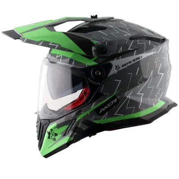Axor X-Cross Flash Çift Vizörlü Enduro Motosiklet Kaskı Gri Yeşil L