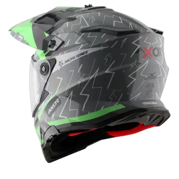Axor X-Cross Flash Çift Vizörlü Enduro Motosiklet Kaskı Gri Yeşil L