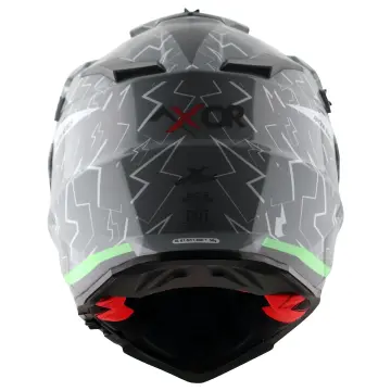 Axor X-Cross Flash Çift Vizörlü Enduro Motosiklet Kaskı Gri Yeşil L