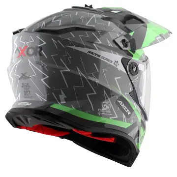 Axor X-Cross Flash Çift Vizörlü Enduro Motosiklet Kaskı Gri Yeşil L