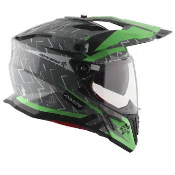 Axor X-Cross Flash Çift Vizörlü Enduro Motosiklet Kaskı Gri Yeşil L