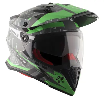 Axor X-Cross Flash Çift Vizörlü Enduro Motosiklet Kaskı Gri Yeşil L