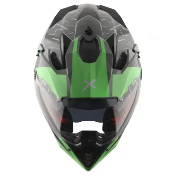 Axor X-Cross Flash Çift Vizörlü Enduro Motosiklet Kaskı Gri Yeşil XS