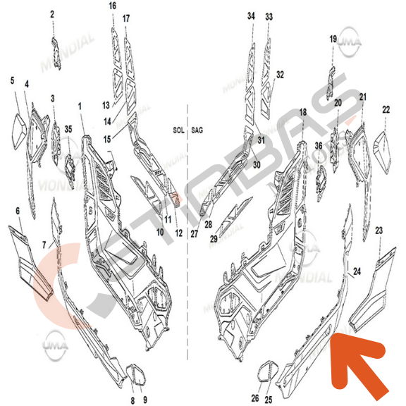 Mondial Ressivo 125 Sağ Alt Marşbiye Gri