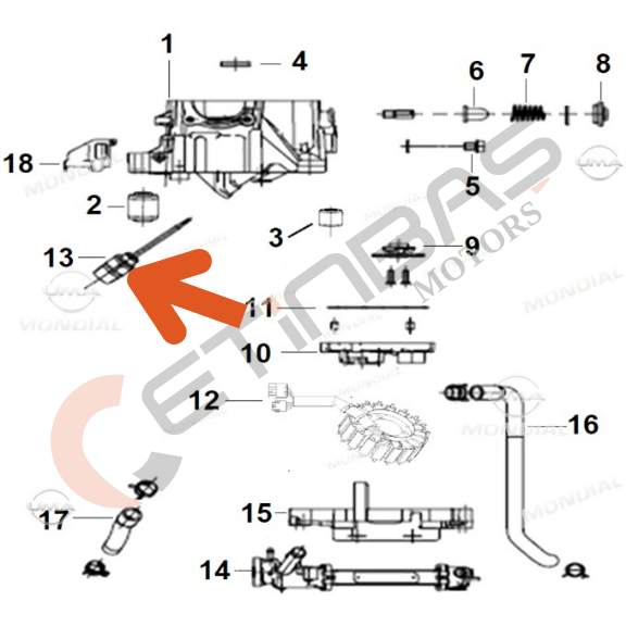 Mondial Ressivo 125 Yağ Seviye Çubuğu Komple