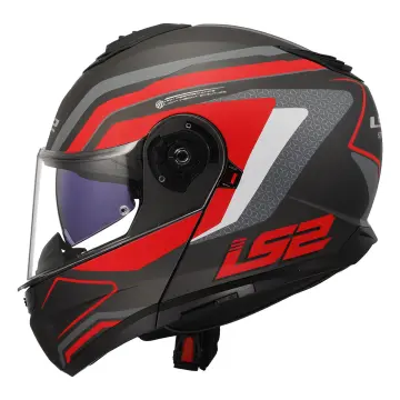 LS2 Strobe 2 Phantom Motosiklet Kaskı Mat Titanyum Gri Kırmızı