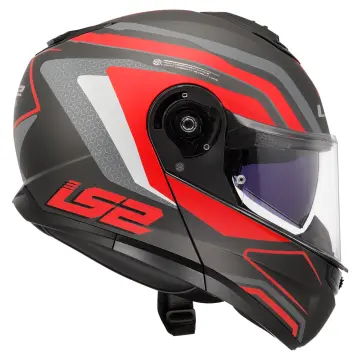 LS2 Strobe 2 Phantom Motosiklet Kaskı Mat Titanyum Gri Kırmızı XL