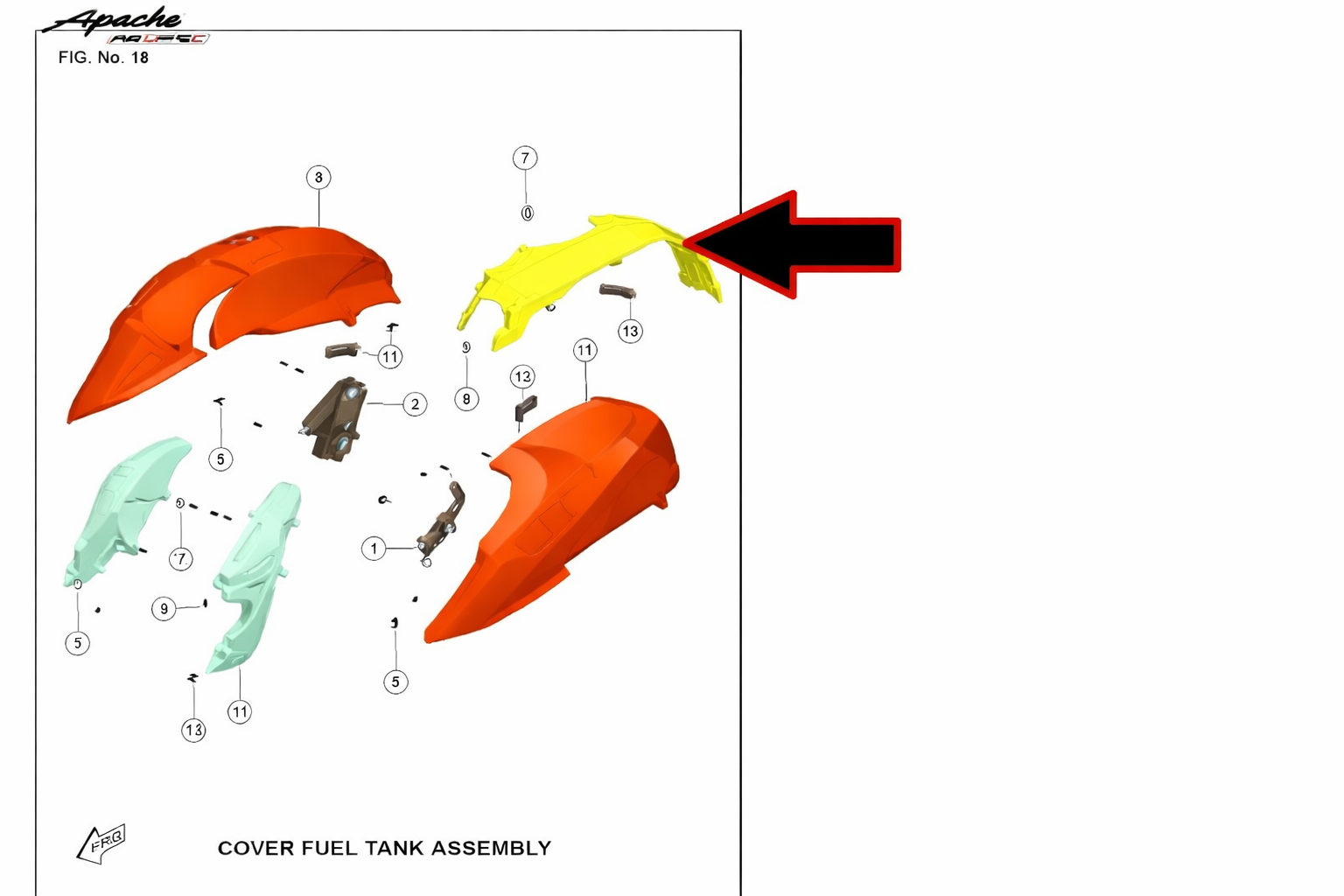 TVS Apache RTR200 B.Depo Orta Grnj Mavi Etkt E5
