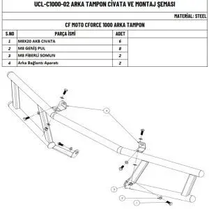 CF Moto CForce 1000 ATV Arka Koruma Demiri