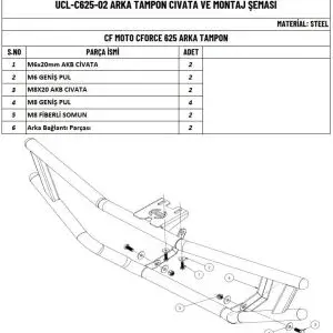 CF Moto CForce 625 ATV Arka Bar Koruma Demiri