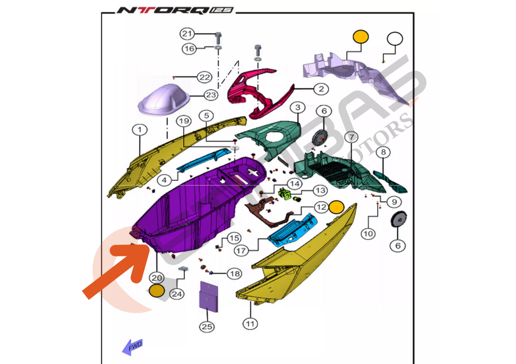 TVS Ntorq 125 Sele Altı Bagaj