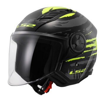 LS2 Airflow 2 Brush Yarım Motosiklet Kaskı Siyah Sarı XL