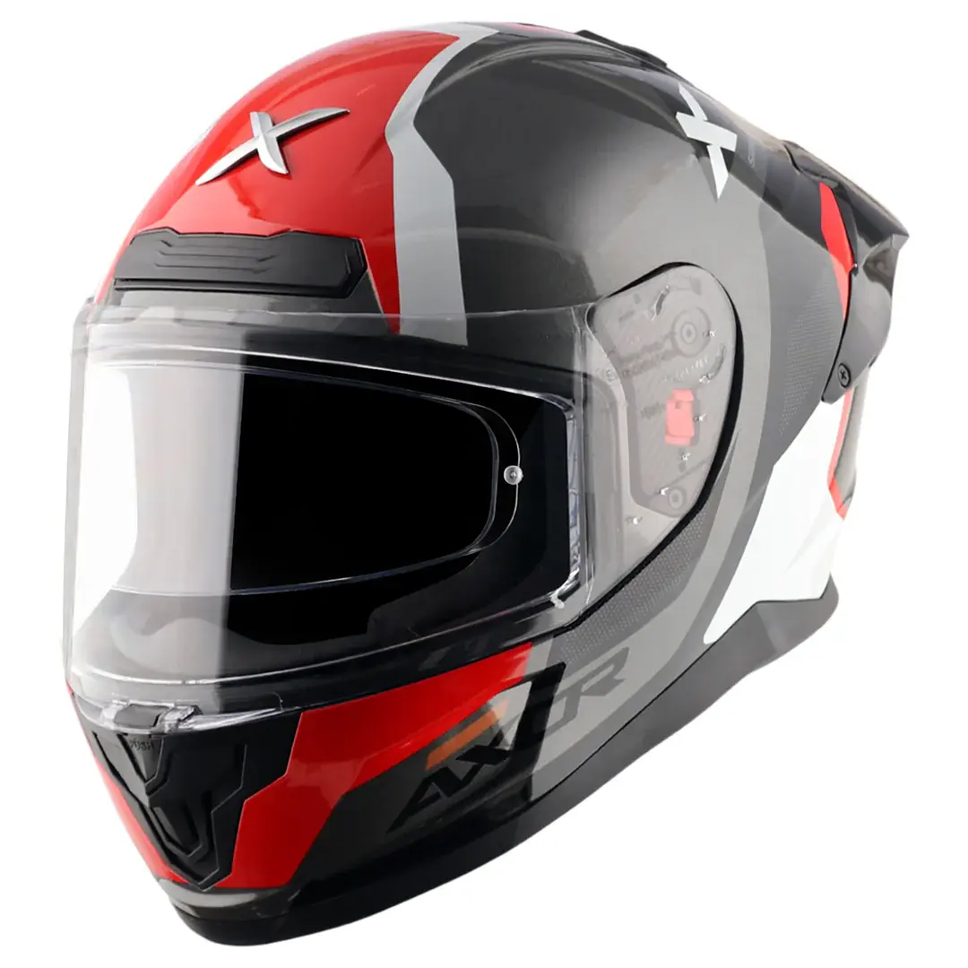 Axor Saber Spark Motosiklet Kaskı Gri Kırmızı Mat L