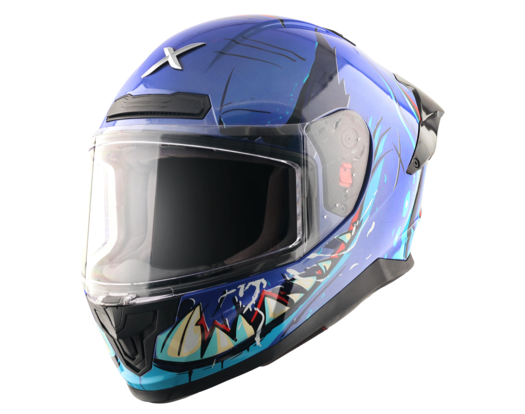 Axor Saber Savage Motosiklet Kaskı Metalik Mavi