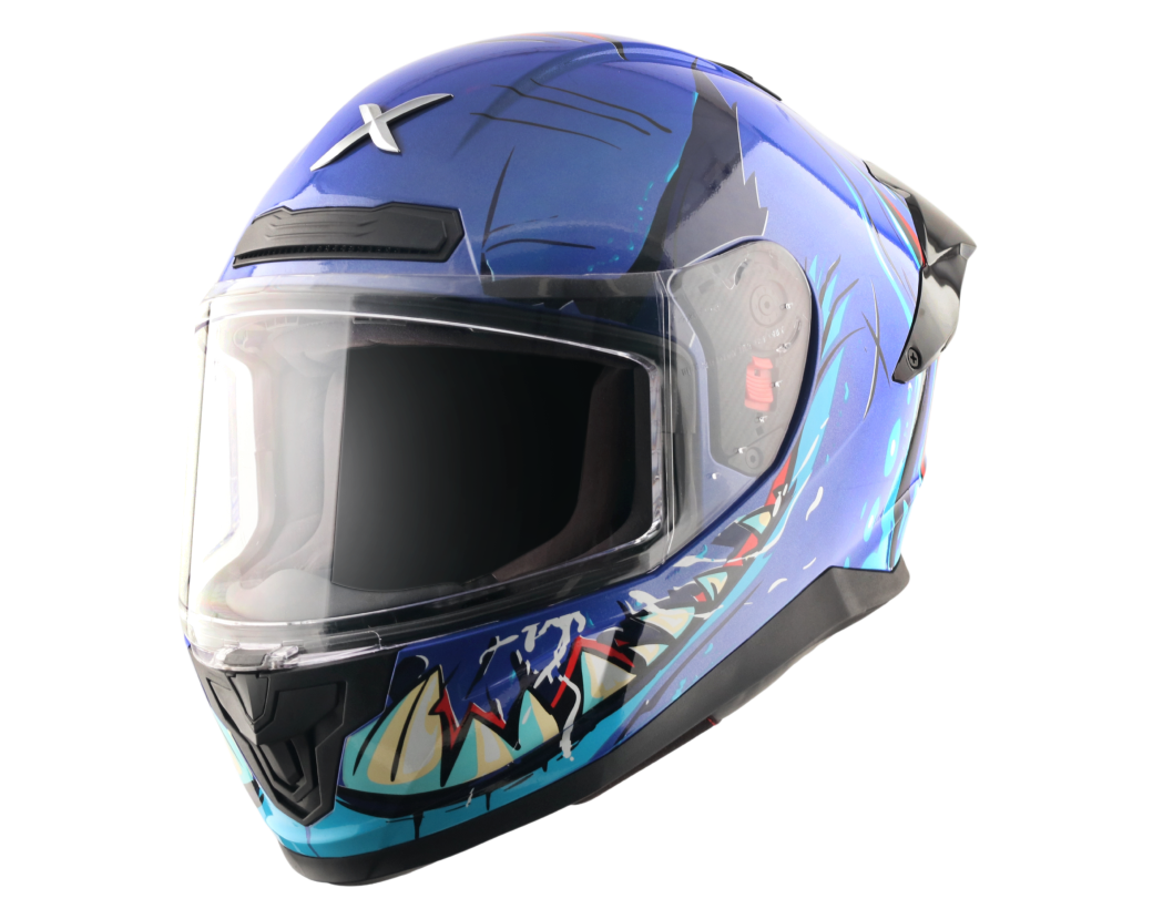 Axor Saber Savage Motosiklet Kaskı Metalik Mavi XL