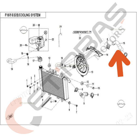 CF Moto 450SR Radyatör Su Borusu Alt