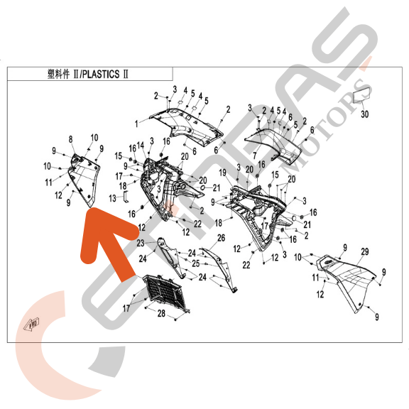 CF Moto 450MT Ön Panel Sağ Gri