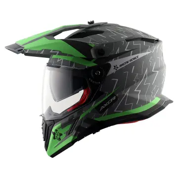 Axor X-Cross Flash Çift Vizörlü Enduro Motosiklet Kaskı Mat Gri Yeşil XS
