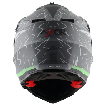 Axor X-Cross Flash Çift Vizörlü Enduro Motosiklet Kaskı Mat Gri Yeşil XS