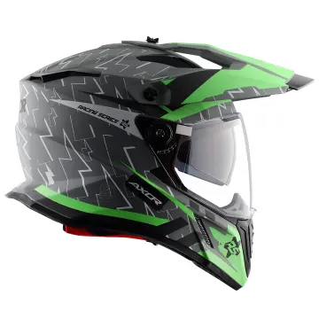 Axor X-Cross Flash Çift Vizörlü Enduro Motosiklet Kaskı Mat Gri Yeşil XS