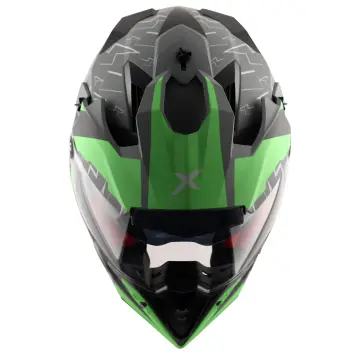 Axor X-Cross Flash Çift Vizörlü Enduro Motosiklet Kaskı Mat Gri Yeşil XS
