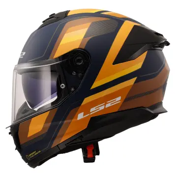 LS2 Stream 2 Vintage Motosiklet Kaskı Mat Mavi Turuncu XXL