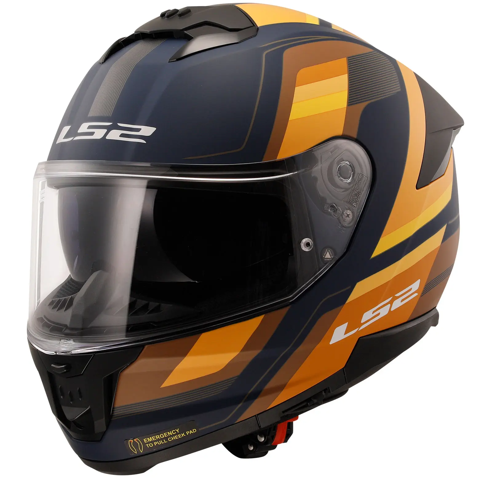 LS2 Stream 2 Vintage Motosiklet Kaskı Mat Mavi Turuncu XXL