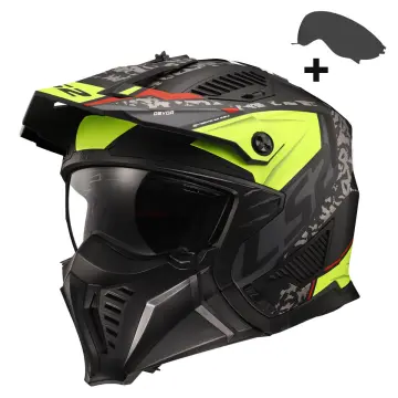 LS2 Drifter Devor Enduro Kask Mat Siyah Sarı XXL