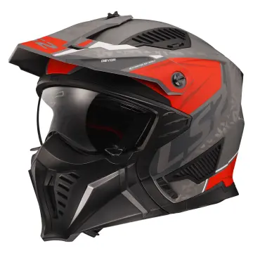 LS2 Drifter Devor Enduro Kask Mat Gri Kırmızı XXL