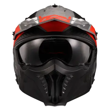 LS2 Drifter Devor Enduro Kask Mat Gri Kırmızı