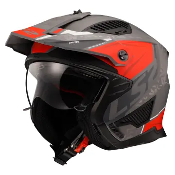 LS2 Drifter Devor Enduro Kask Mat Gri Kırmızı L