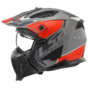 LS2 Drifter Devor Enduro Kask Mat Gri Kırmızı L