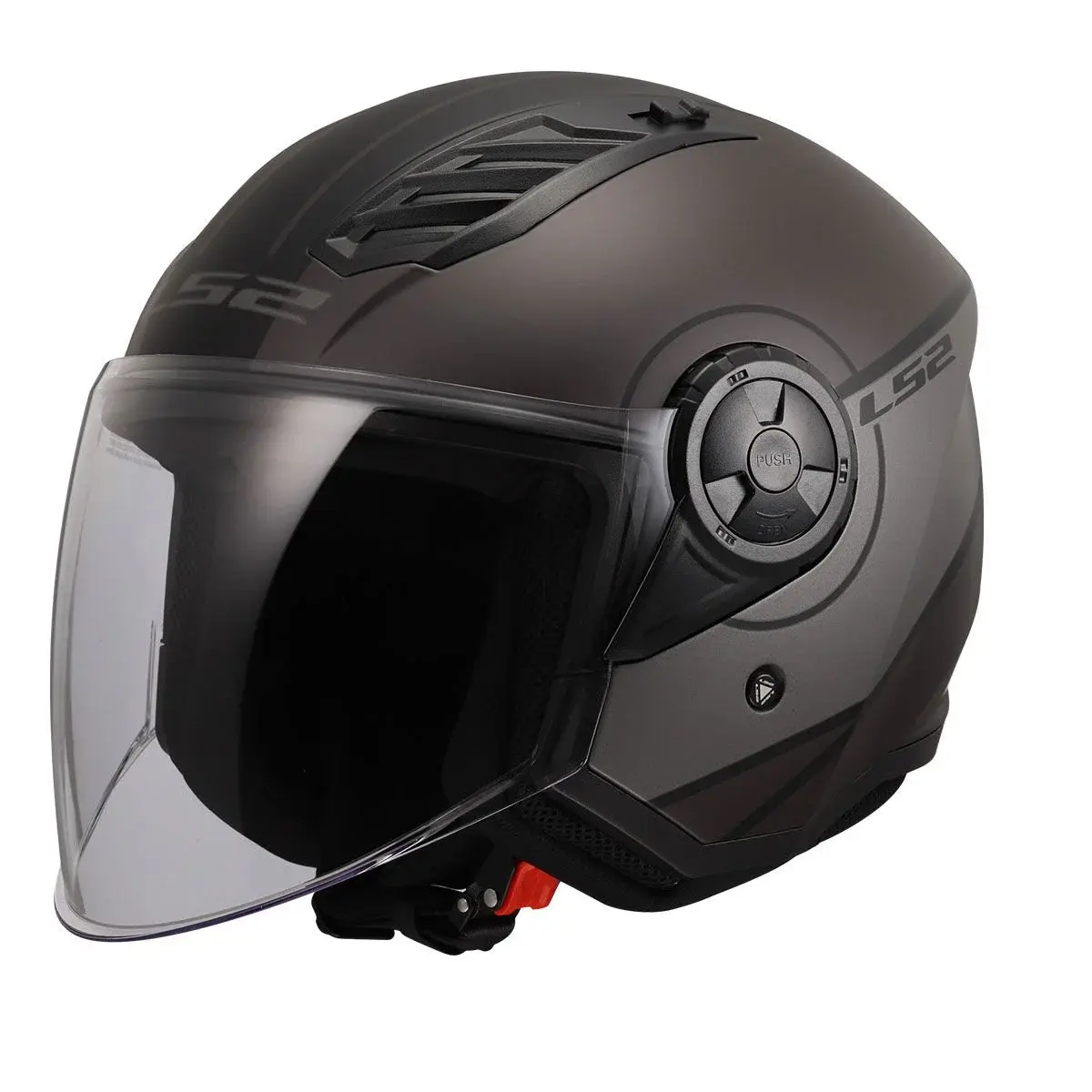 LS2 Airflow 2 Cover Yarım Motosiklet Kaskı Mat Siyah Gri