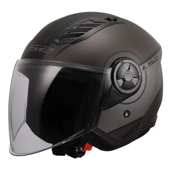 LS2 Airflow 2 Cover Yarım Motosiklet Kaskı Mat Siyah Gri L