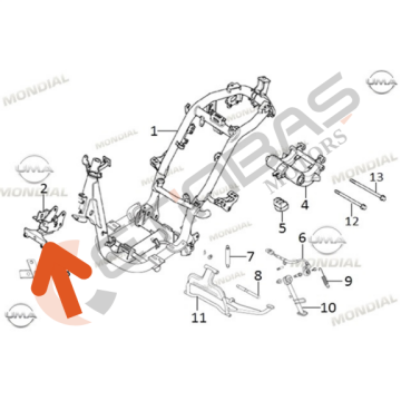 Mondial Fury 110 Ön Panel Bağlantı Braketi
