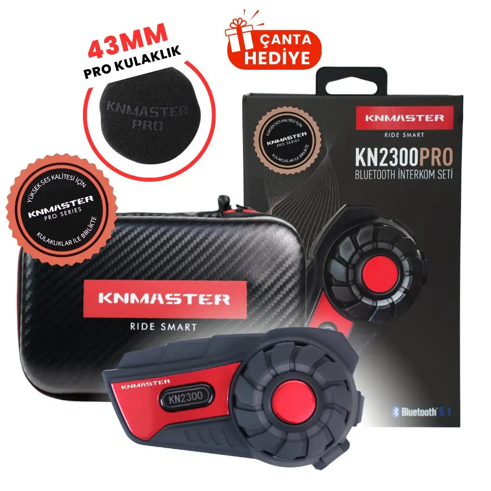 Knmaster KN2300 PRO Motosiklet Kask İnterkom Bluetooth Intercom Kulaklık Seti