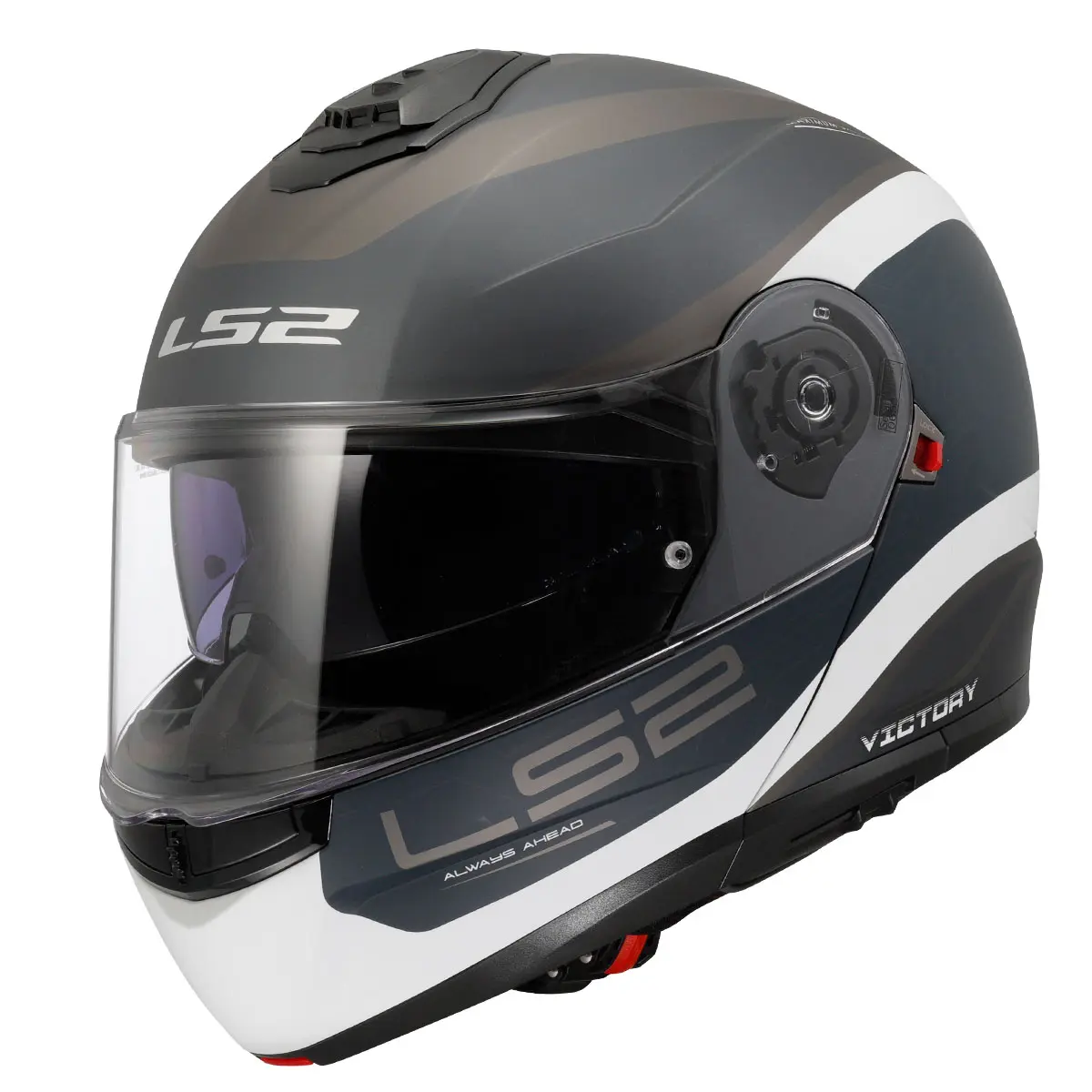 LS2 Strobe 2 Victory Motosiklet Kaskı Mat Gri Mavi Kum XL