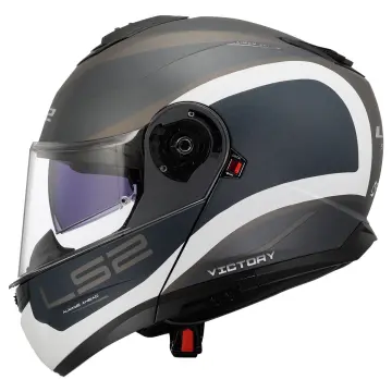 LS2 Strobe 2 Victory Motosiklet Kaskı Mat Gri Mavi Kum XL